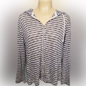 Jack by BB Dakota Hooded Full-Zip Knit Sweatshirt
Navy and White Striped Sz Sm